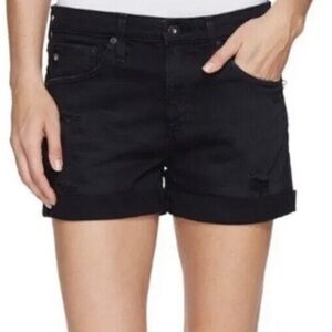 AG “The Hailey” Ex-boyfriend Roll-up Black Distressed Shorts Size 28